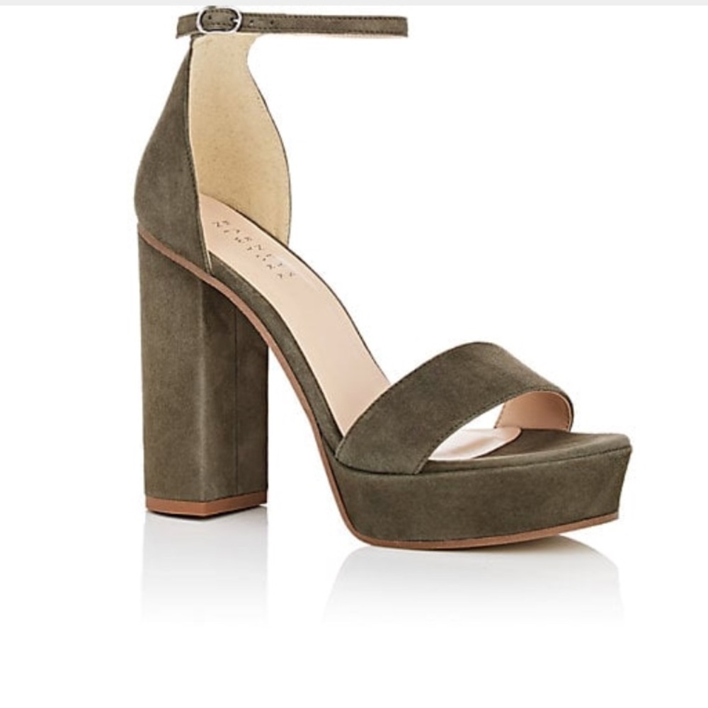 NIB Barneys New York Suede Ankle-Strap Platforms